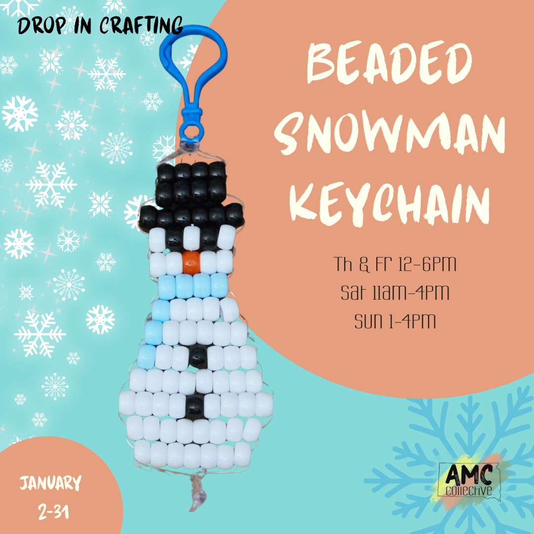 Snowman Beaded Keychain Drop In Craft