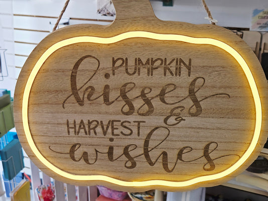 Engraved Pumpkin Light Up Sign