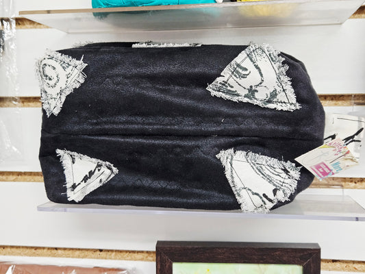 Cosmetic Bag Black w/Fraied Patches