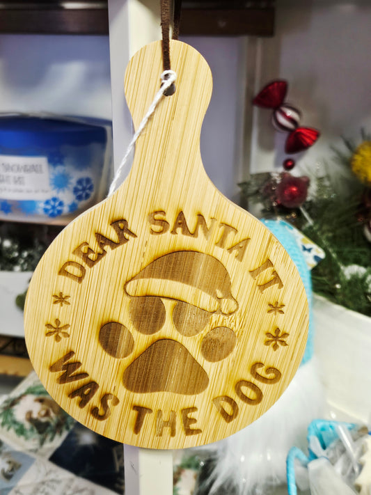Mini Round Santa It Was Dog Cutting Board