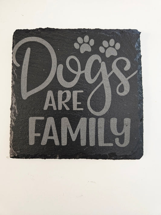 Dog Family Engraved Slate Coaster