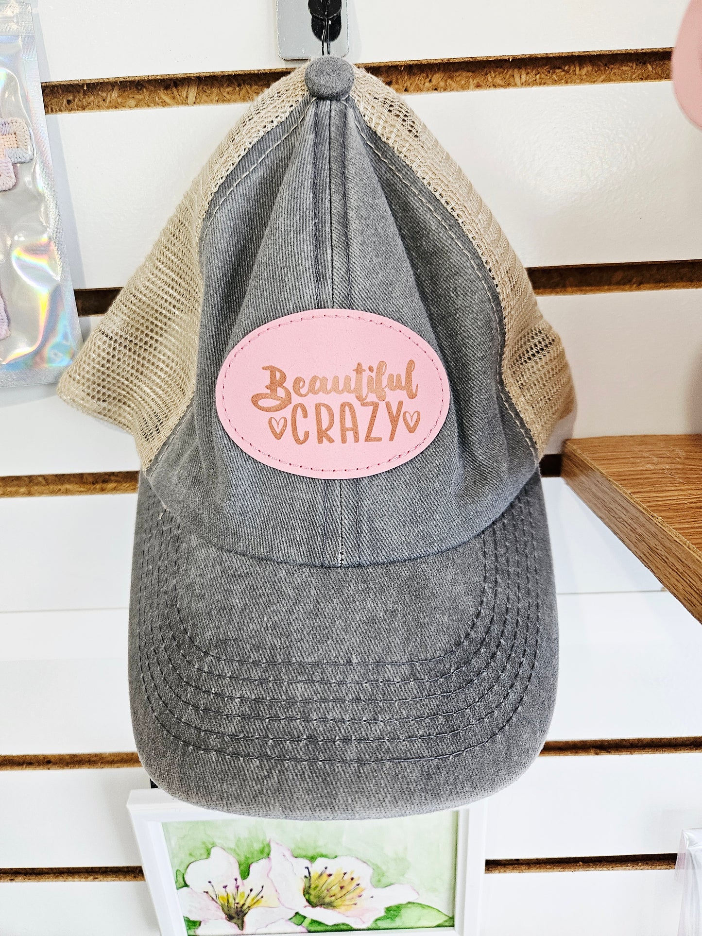 Baseball Cap Grey Mesh Beautiful Crazy