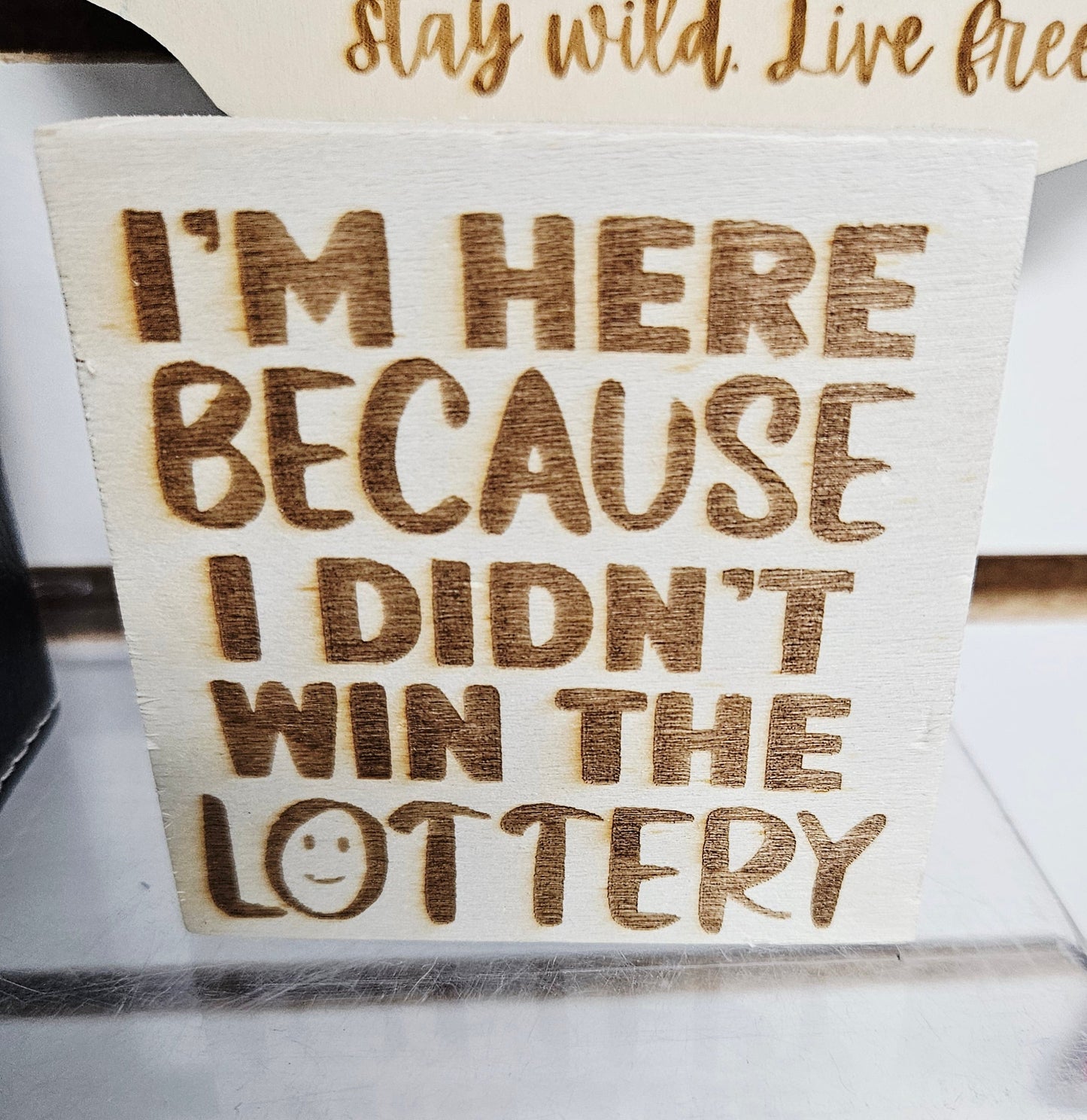 Office Desk Wood Sign Square Lottery