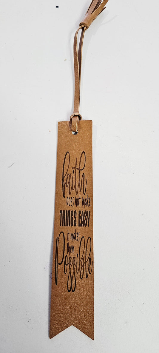 Leather Bookmark Brown Faith Possible