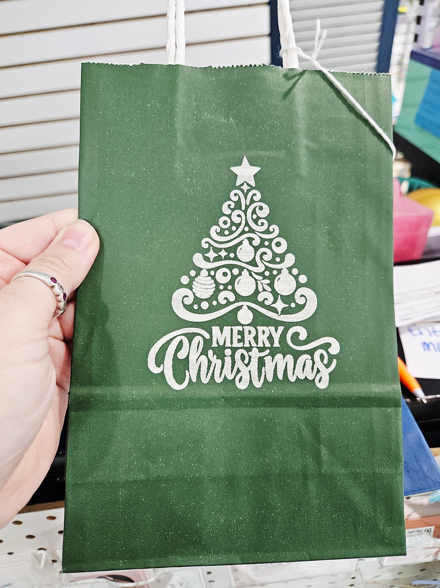 Gift Bag Green Tree Merry Christmas Small