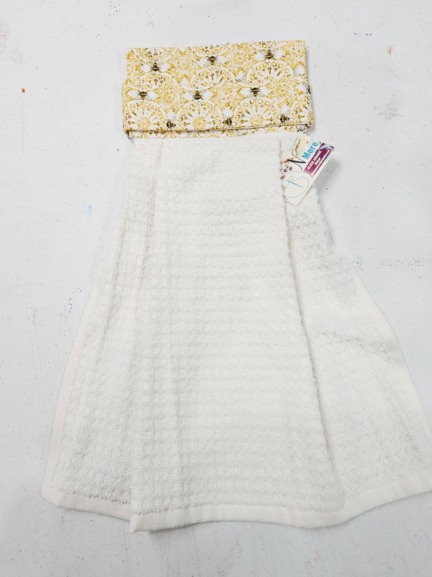 White Towel w/Yellow Bee Topper