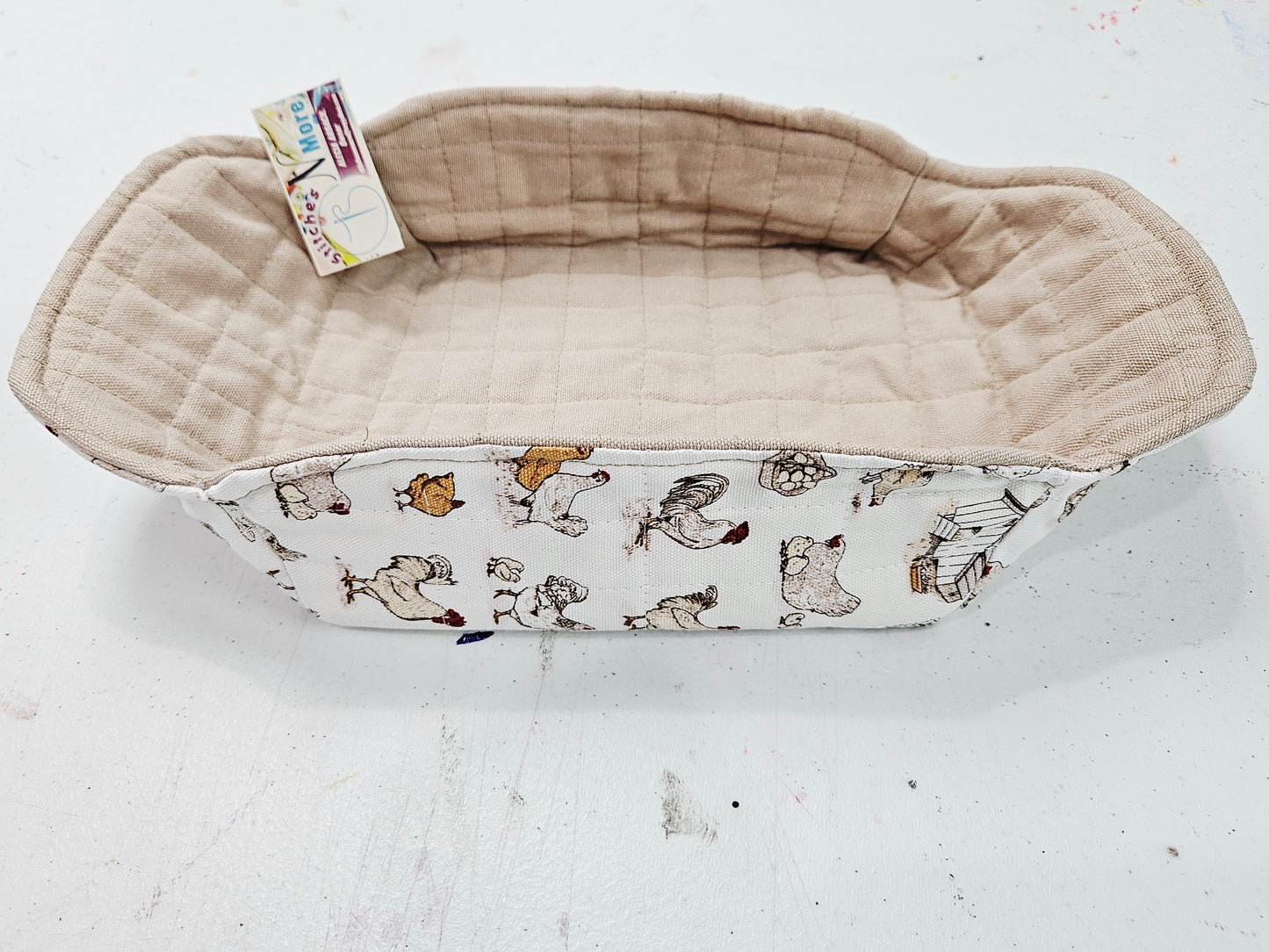 Rooster Pan Cozy 8x8 - Tan/White