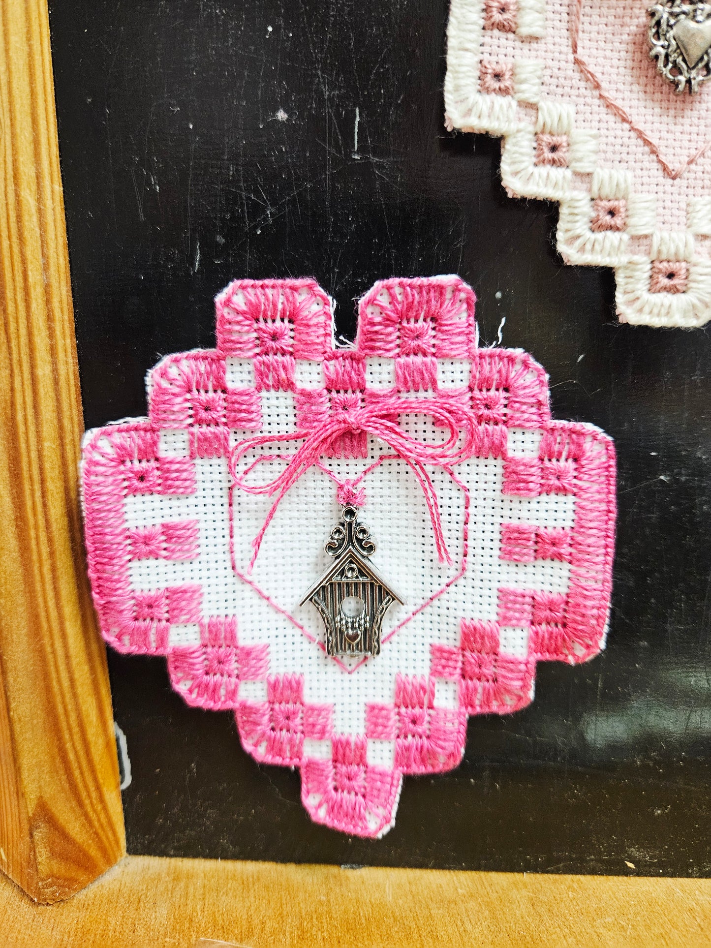 Hardanger Heart Bright Pink Magnet