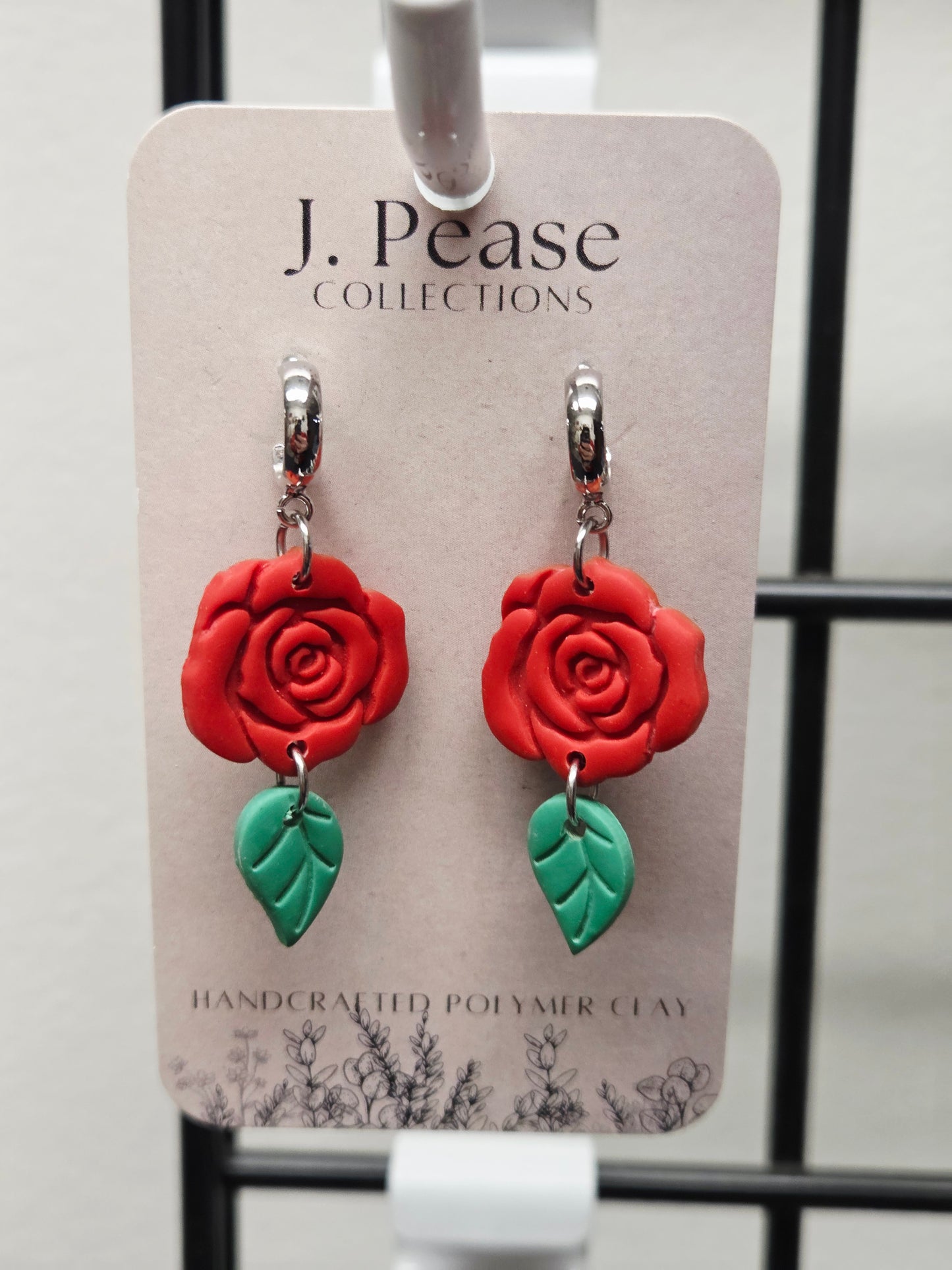 Rose w/Leaf Earrings