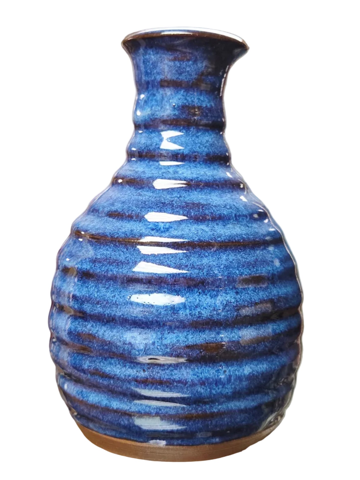 Blue Ribbed Vase