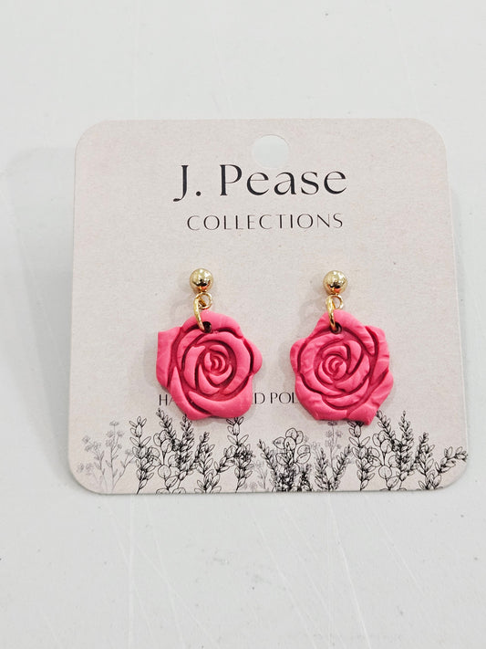 Single Rose Dangle Stud Earring