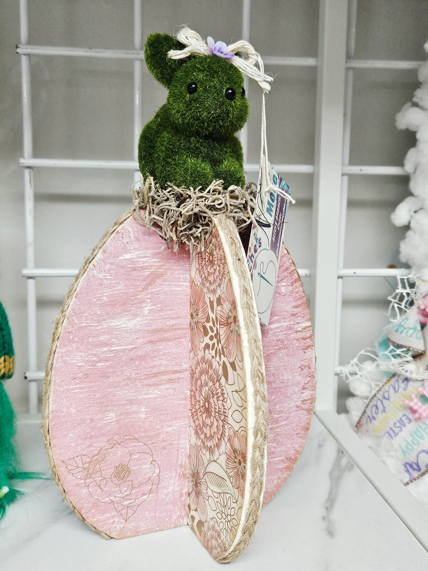 Green Bunny on Easter Egg Table Decor