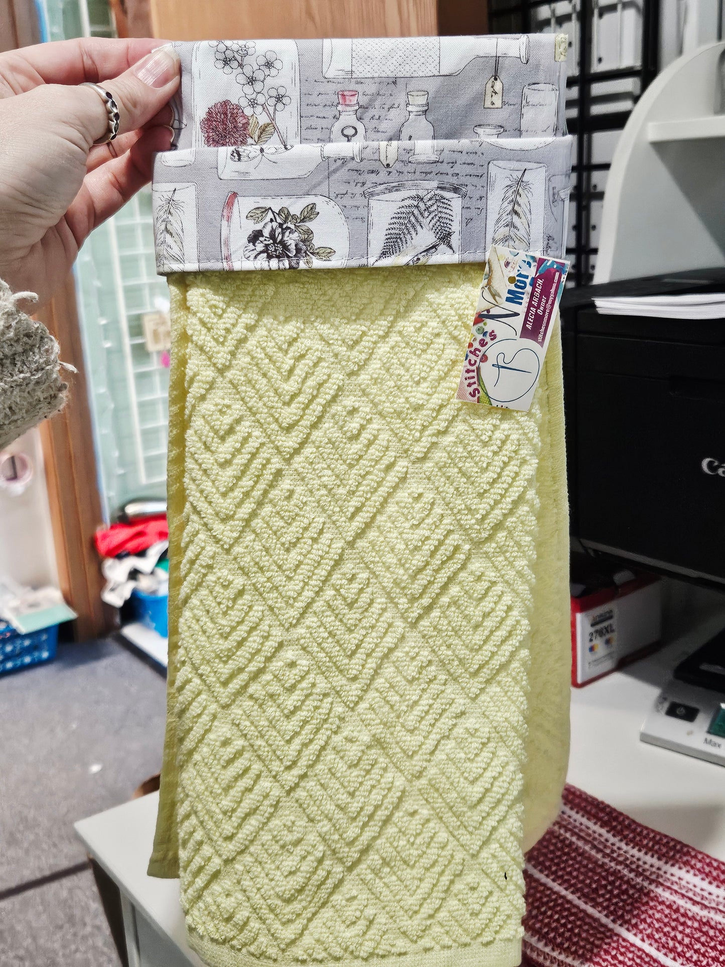 Floral Jars Yellow Towel