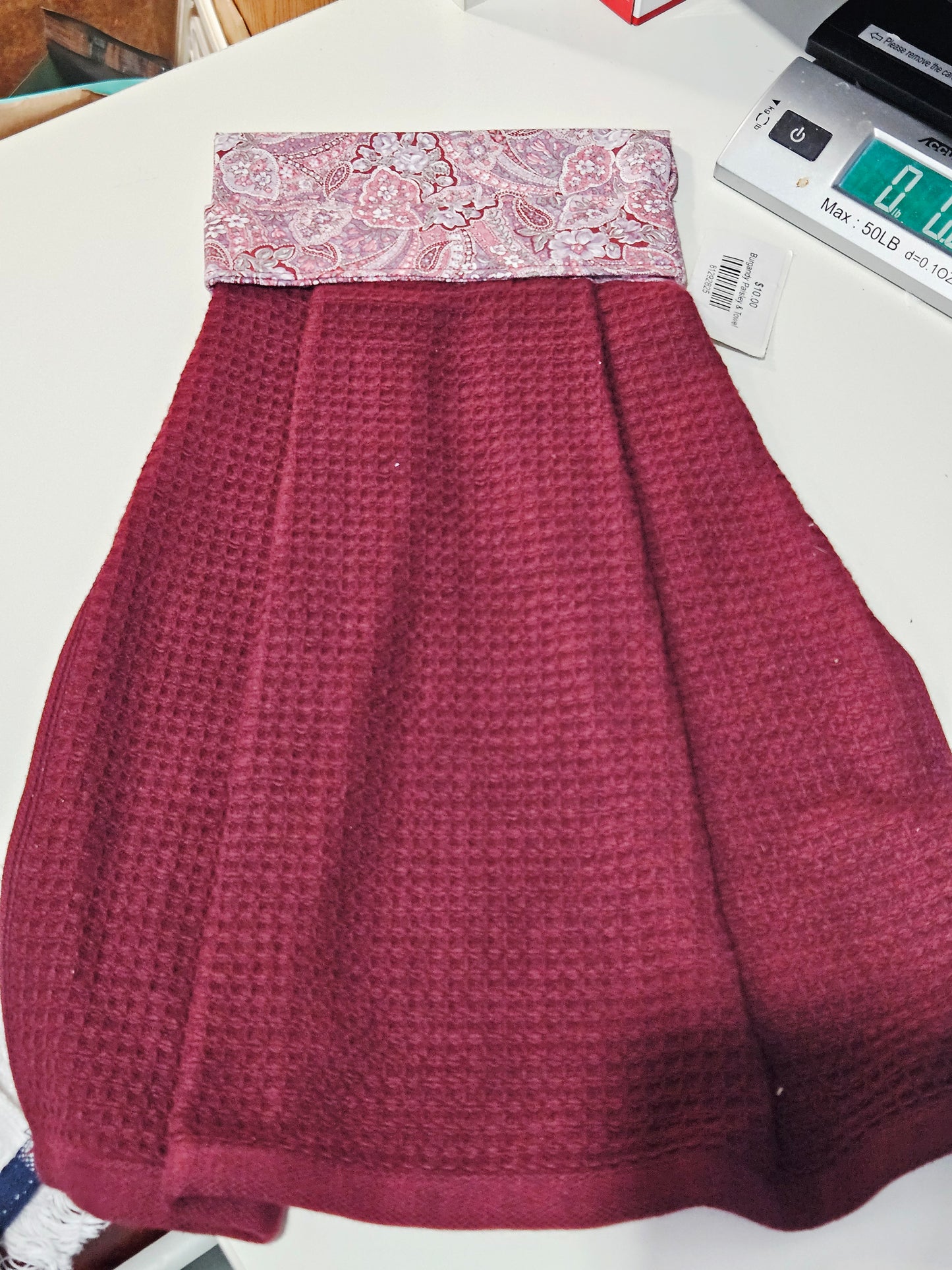 Burgundy Paisley Kitchen Towel