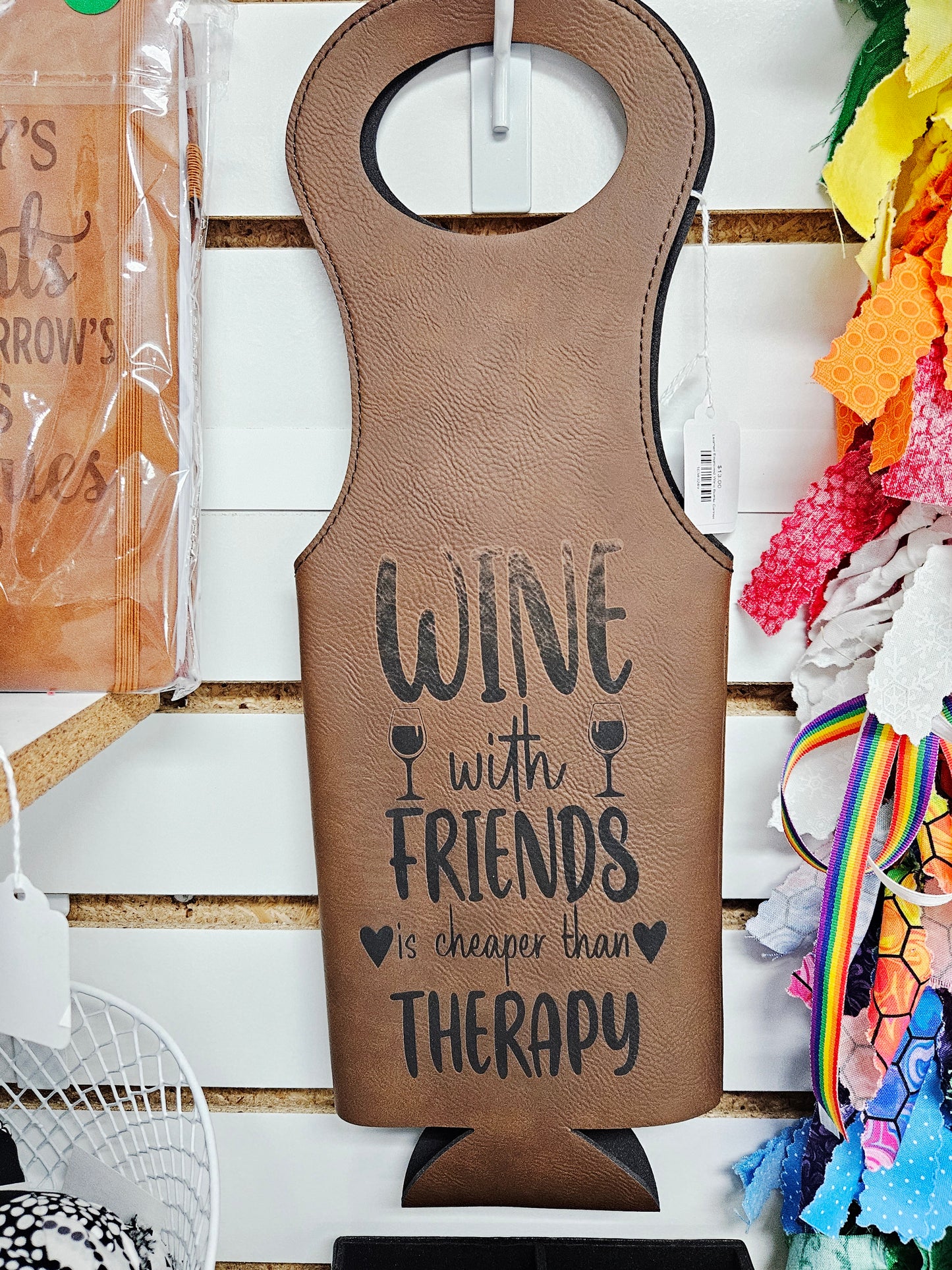 Leather Engraved Wine Bottle Carrier