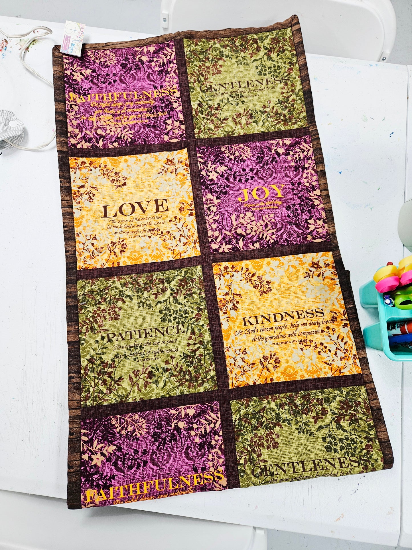 Trivet Table Runner Faith/Love/Patience