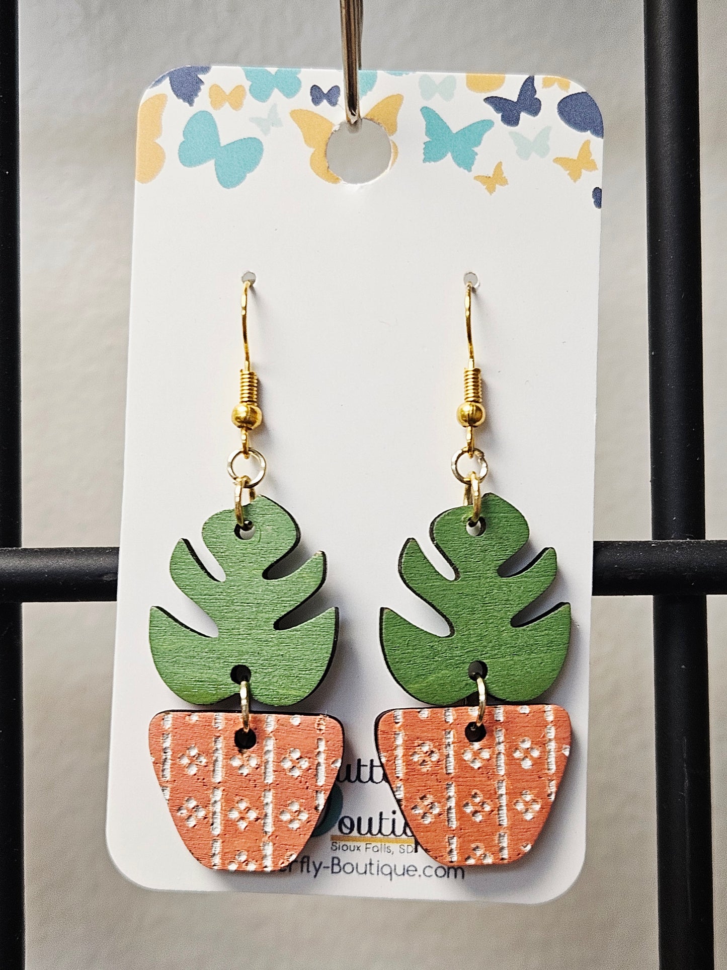 Monstera with Terracotta Pot Earrings