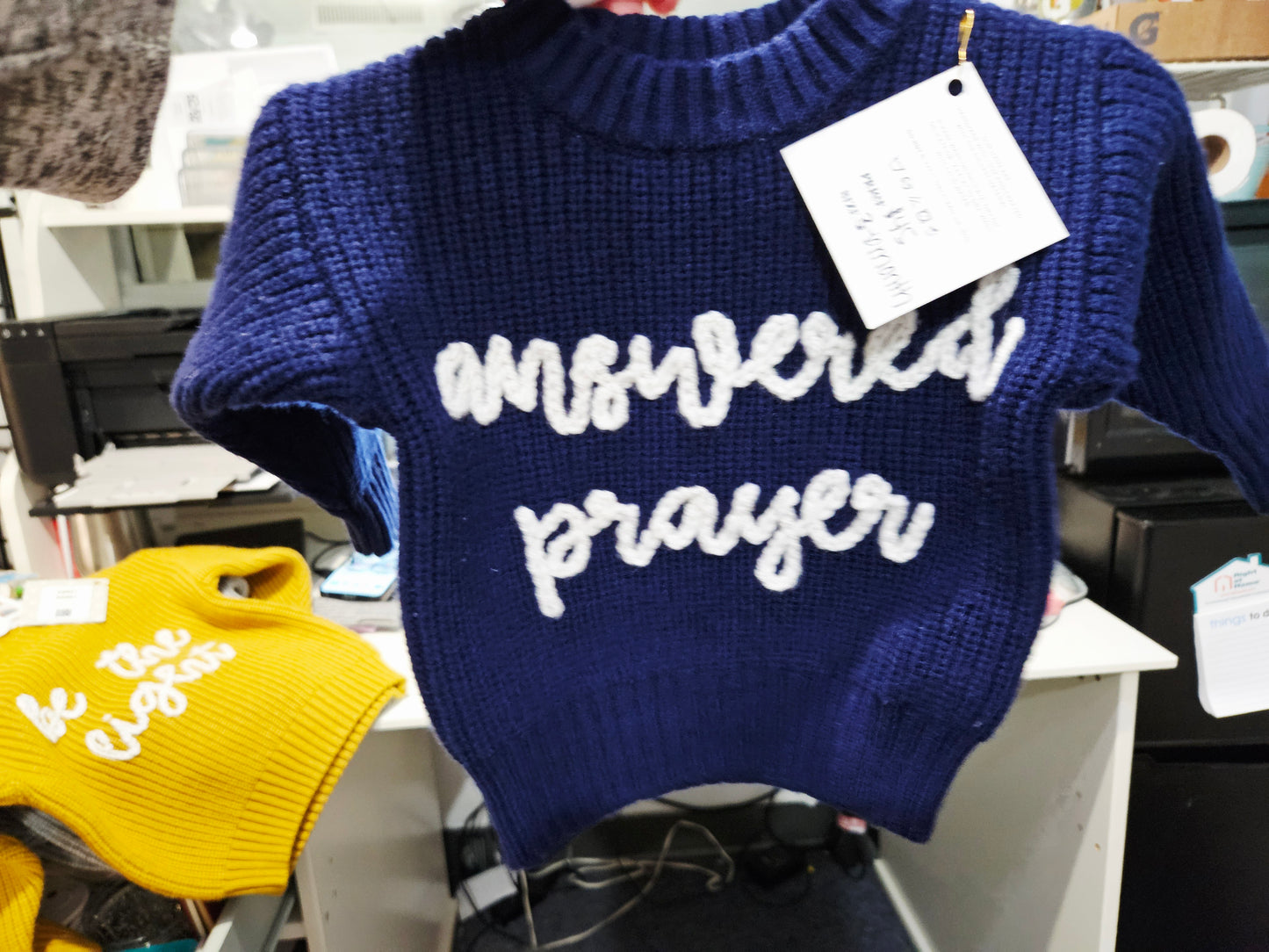 Navy Answered Prayer Embroidered Sweater 3-6M
