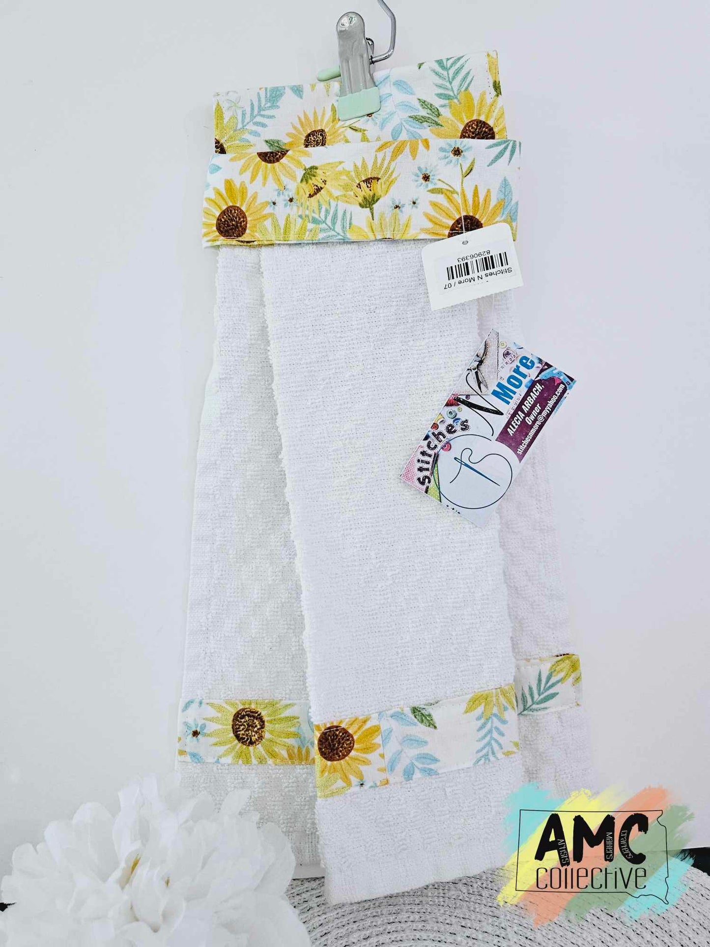Sunflower Kitchen Towel - White