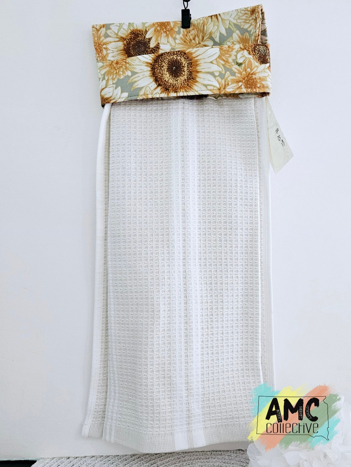 White Sunflower Kitchen Towel - Stripe Towel