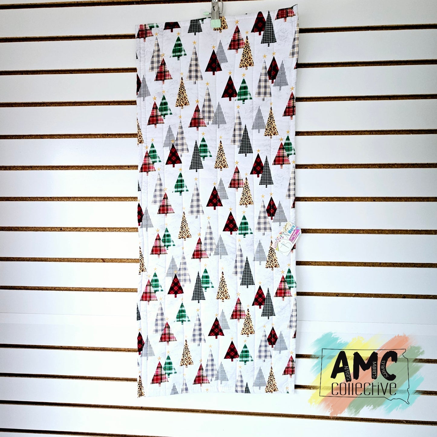 Christmas Tree Print Hot Pad Table Runner