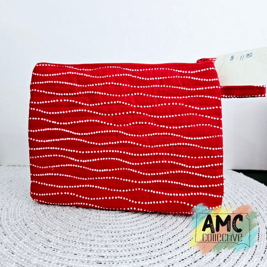 Red and White Zipper Pouch