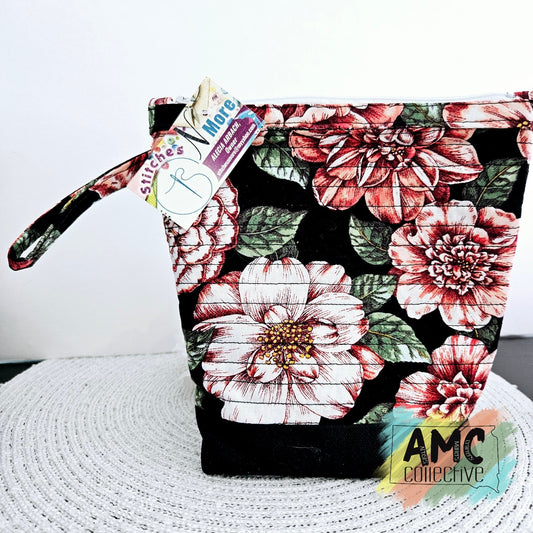 Pink Floral Zipper Pouch