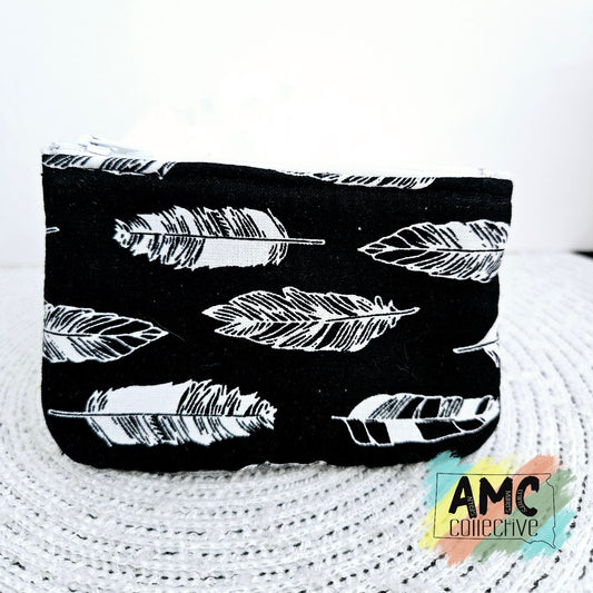 Feather Print Zipper Bags