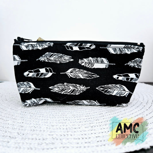 Feather Print Zipper Bags