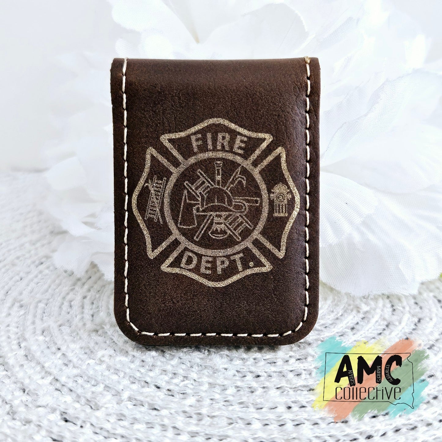 Fire Dept Magnetic Money Clip Dark Brown