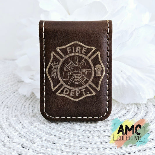 Fire Dept Magnetic Money Clip Dark Brown