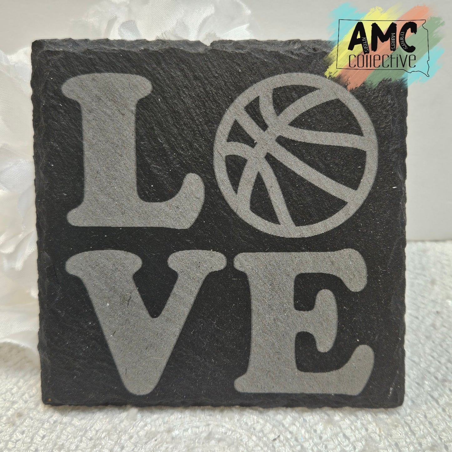 Basketball LOVE Engraved Slate Coaster