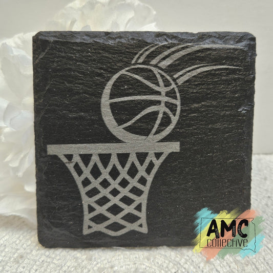 Basketball Hoop Engraved Slate Coaster