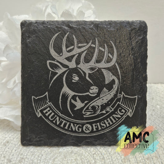 Hunting & Fishing Engraved Slate Coasters