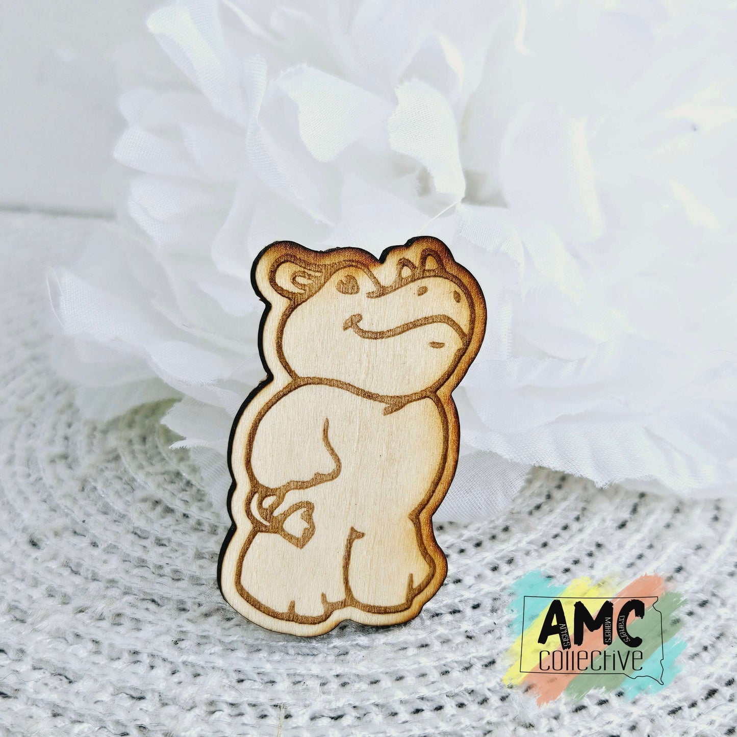 Hippo Wood Magnet