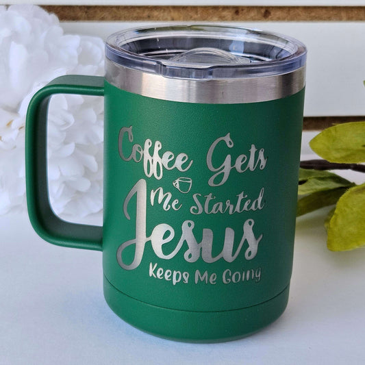 Camp Style Mug - Coffee Gets Me Started