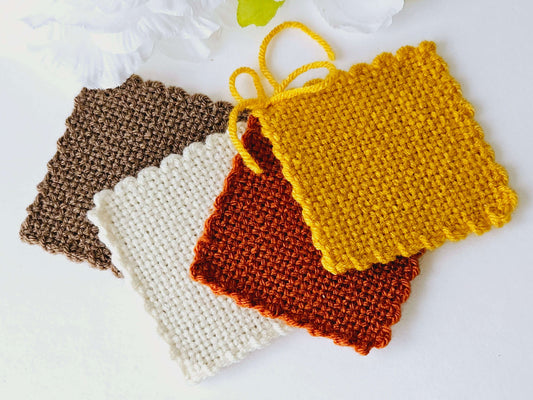 Coaster Set Mustard/Rust/Ivory/Brown