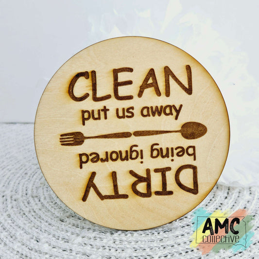 Dishwasher Utensils Wood Magnet
