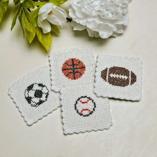 Embroidered Sports Coasters Set