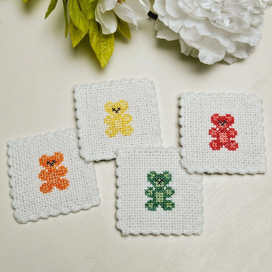 Embroidered Bears Coasters Set