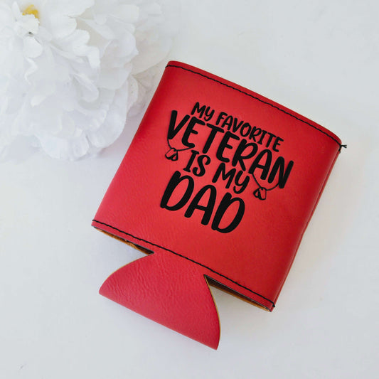 Veteran Dad Engraved Leather Cozy