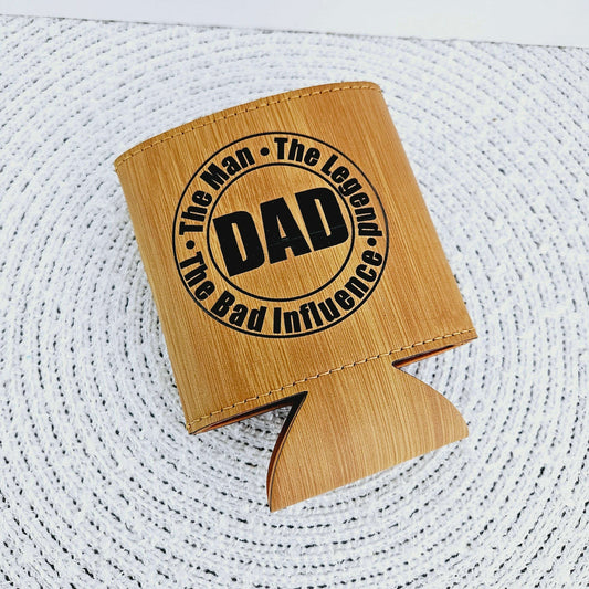 Dad Man Myth Legend Engraved Leather Cozy