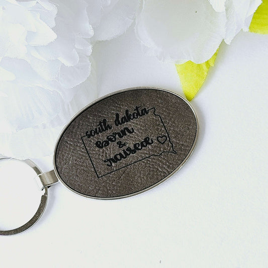 Engraved Oval Keychain Grey SD