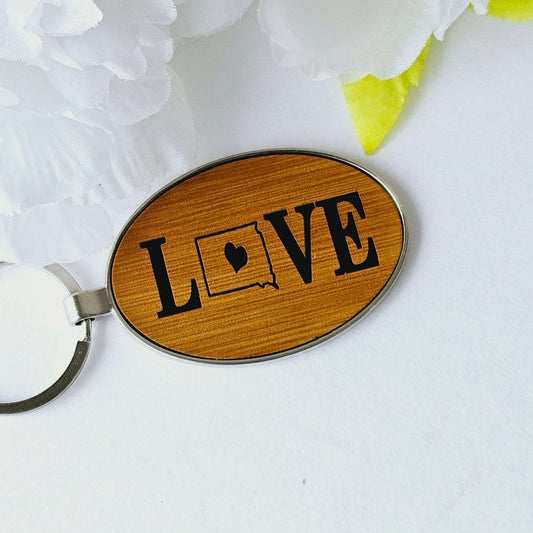 Engraved Oval Keychain Bamboo Love SD