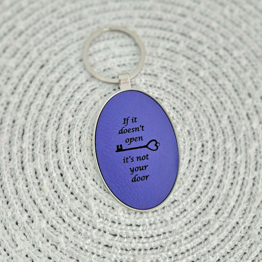 Engraved Oval Keychain Not Your Key Purple