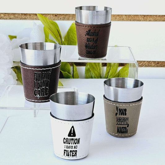 Engraved Shot Glass Tan Pour Decision