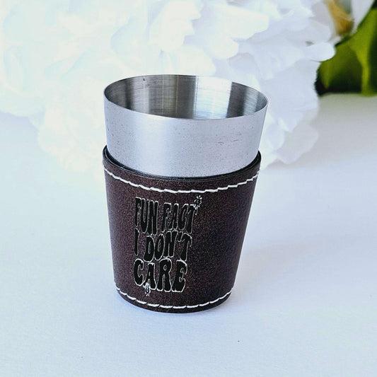 Engraved Shot Glass Brown Fun Fact