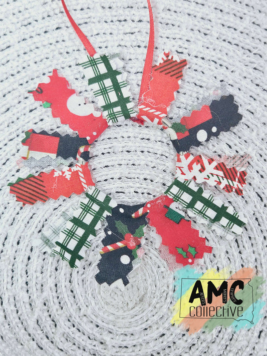 Fabric Wreath Christmas Ornament Red/Green 2