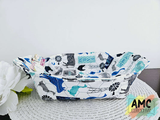 Farm Print Pan Cozy - Blue
