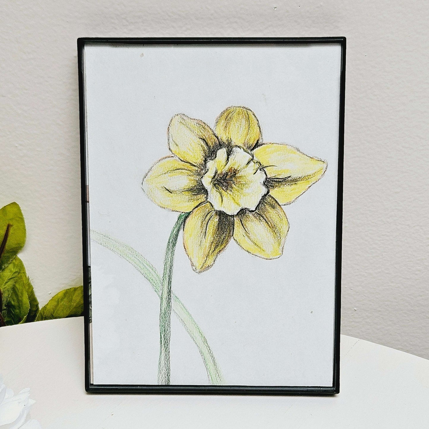 Framed Drawing of Yellow Flower
